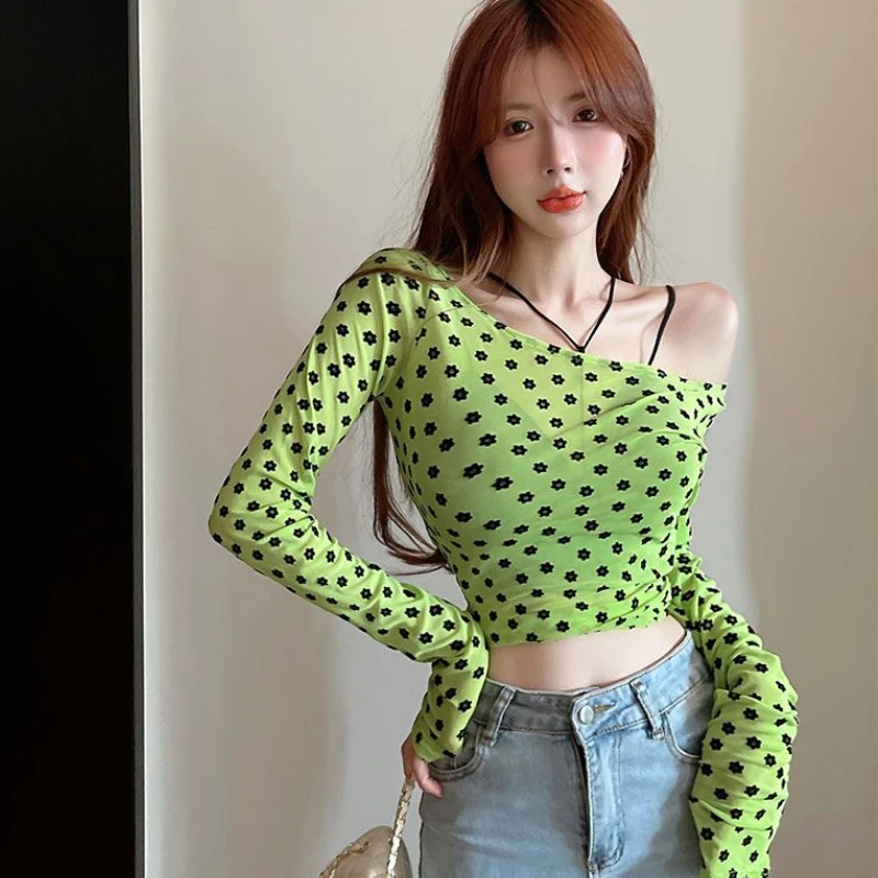 Mesh Blouses Women Flowers Thin Summer Sun-proof Slim Long Sleeve Crop Tops Sexy Club Harajuku Elegant Blusas Mujer for Ladies