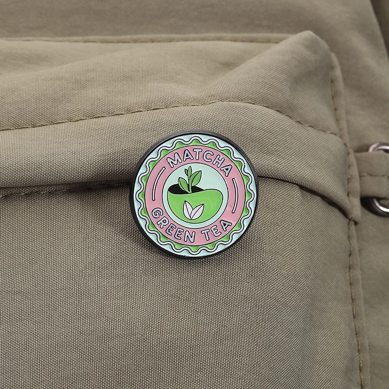 Matcha Lovers Enamel Pins Matcha Girlie But First Matcha Matcha Green Tea Funny Brooches Lapel Badge Jewelry Gifts for Friends