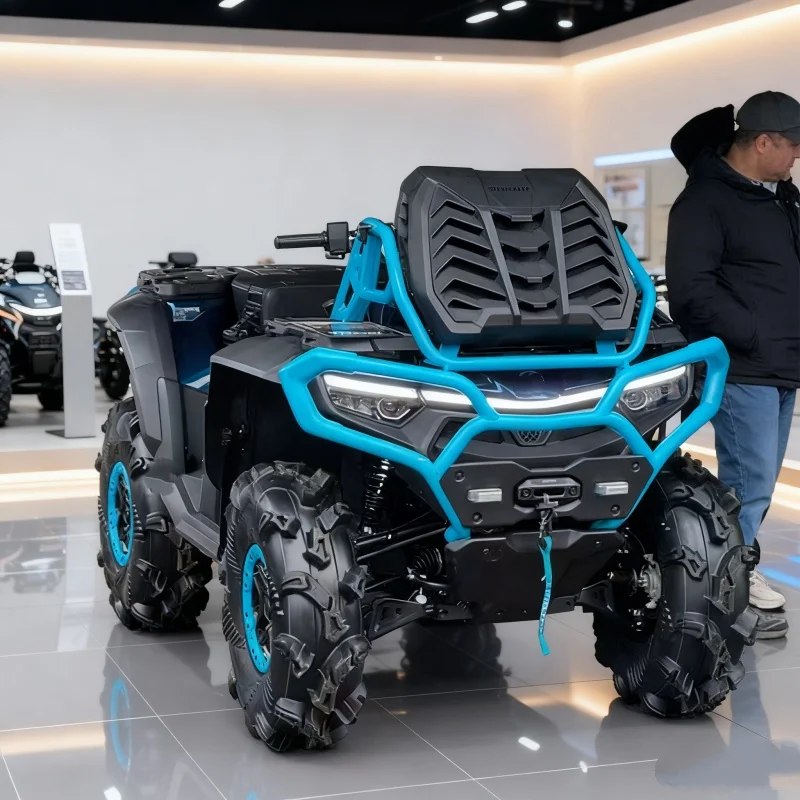 

800-1000cc V-Twin Adventure Ready ATV Snowy Ground Blue Side Impact Bars Strong Traction Low Maintenance Cost For Beach Resort