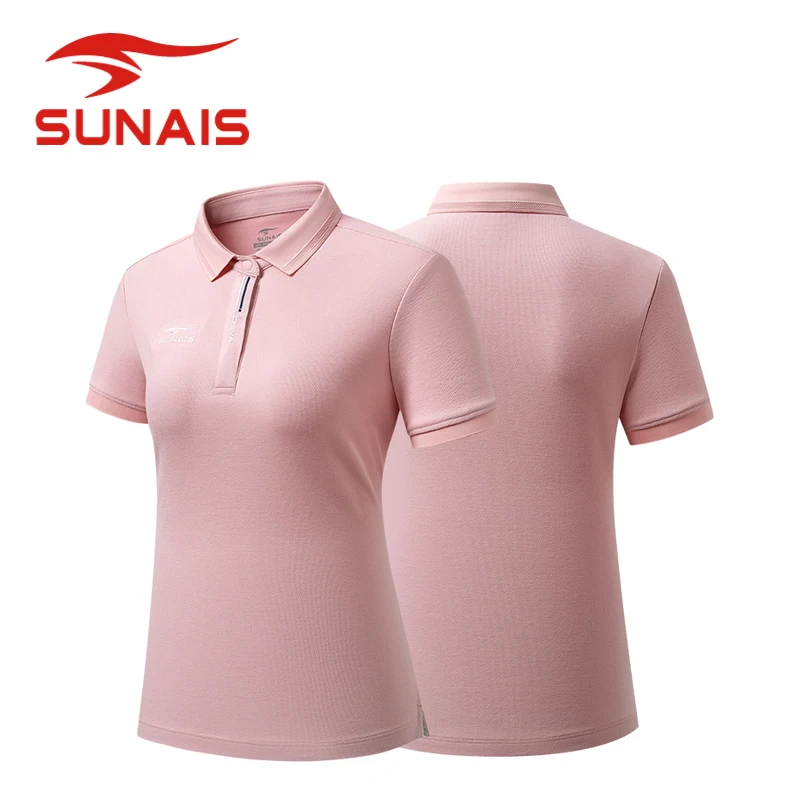 SUNAIS 630628 Women Polo Shirt 64.5% Cotton Soft Breathable Short Sleeve Sports Life Casual Tee Daily Office Ladies Top