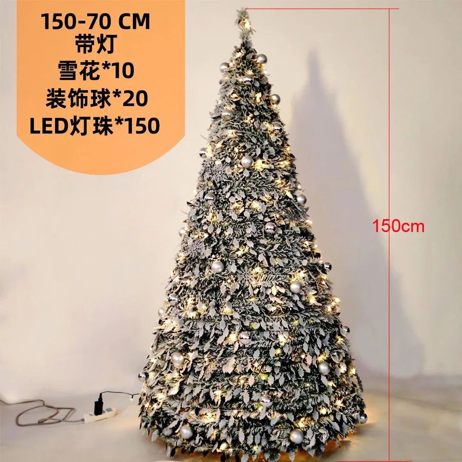 Scalable Christmas tree foldable pagoda shaped large new model with light plush tree living room decoration light LED layout