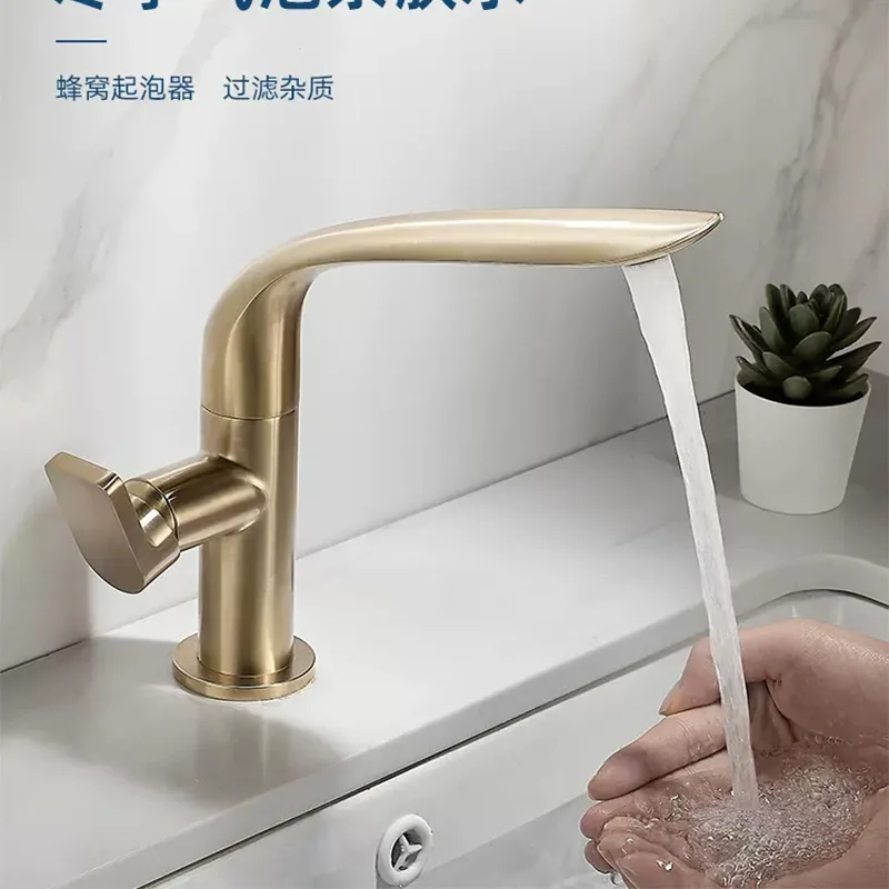 

Washbasin faucet, bathroom counter basin, rotating hot and cold faucet, brass gold color