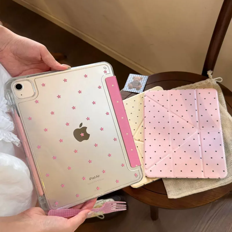 Fashion Minimalist Girl Pink Retro Star For iPad Pro Air M5 M4 M3 M2 2 1 11th A16 12.9