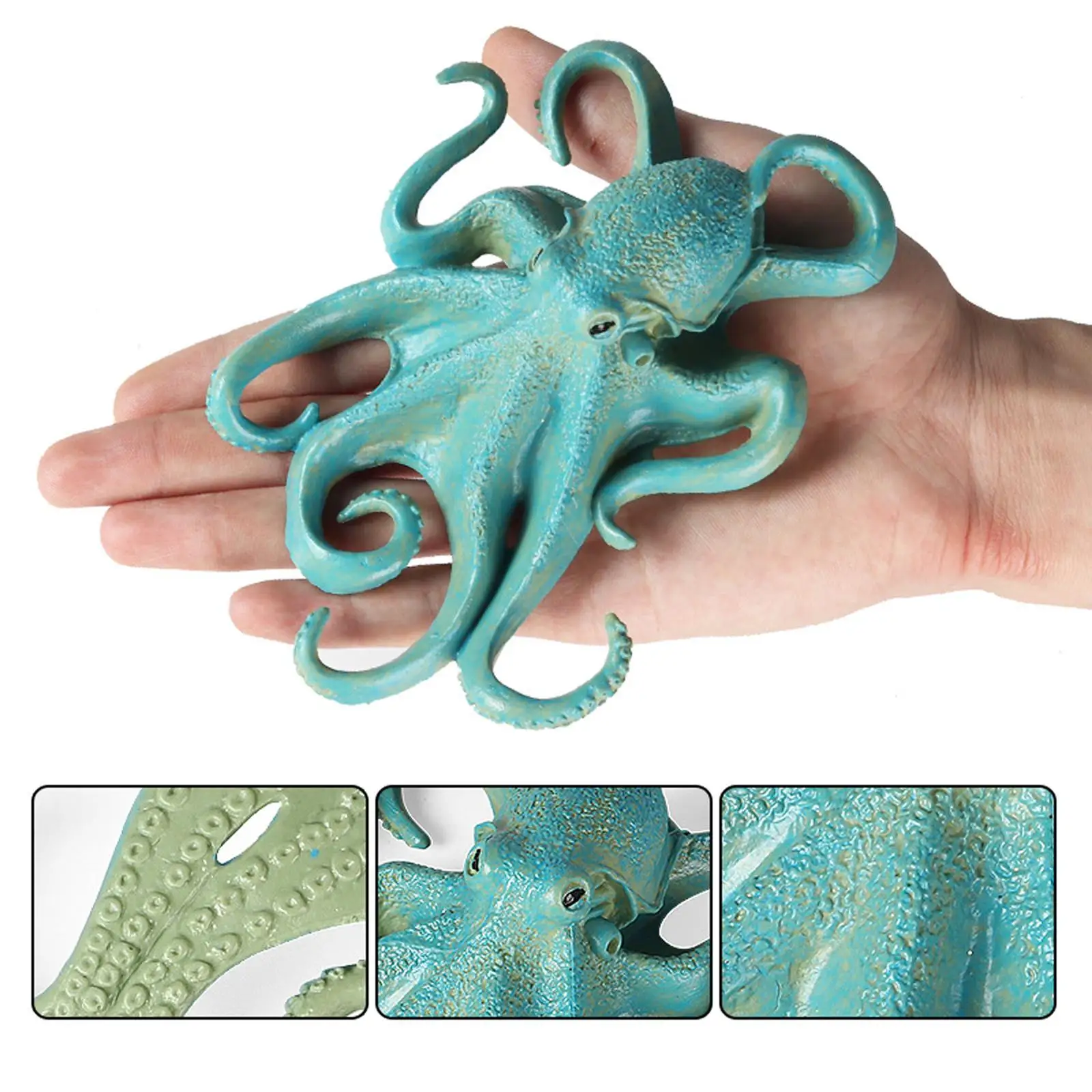 Ocean Animal Octopus Model Figures Playset Plastic for Desktop Decoration Blue Octopus A