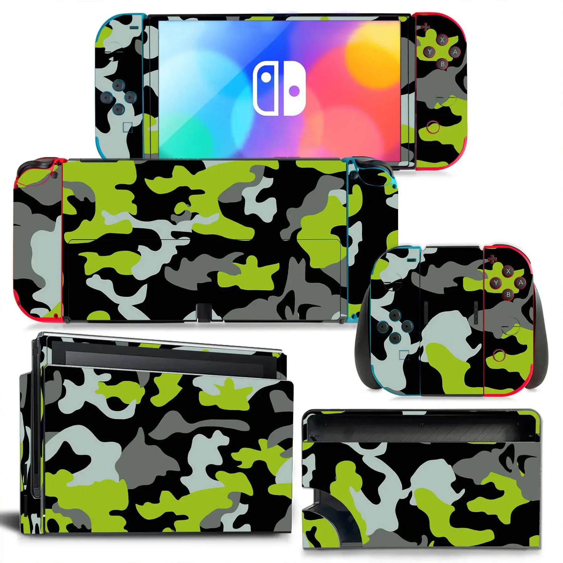 For Nintendo Switch OLED Camouflage Vinyl Skin Matte Finish Full Body Protective Sticker Durable Decal