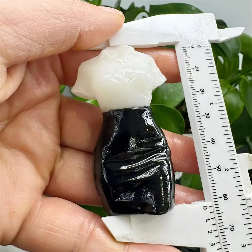 Natural white marble jade black obsidian Carving lady body Statue Carved Crafts Polished Healing Figurine Home Ornament DIY Gift