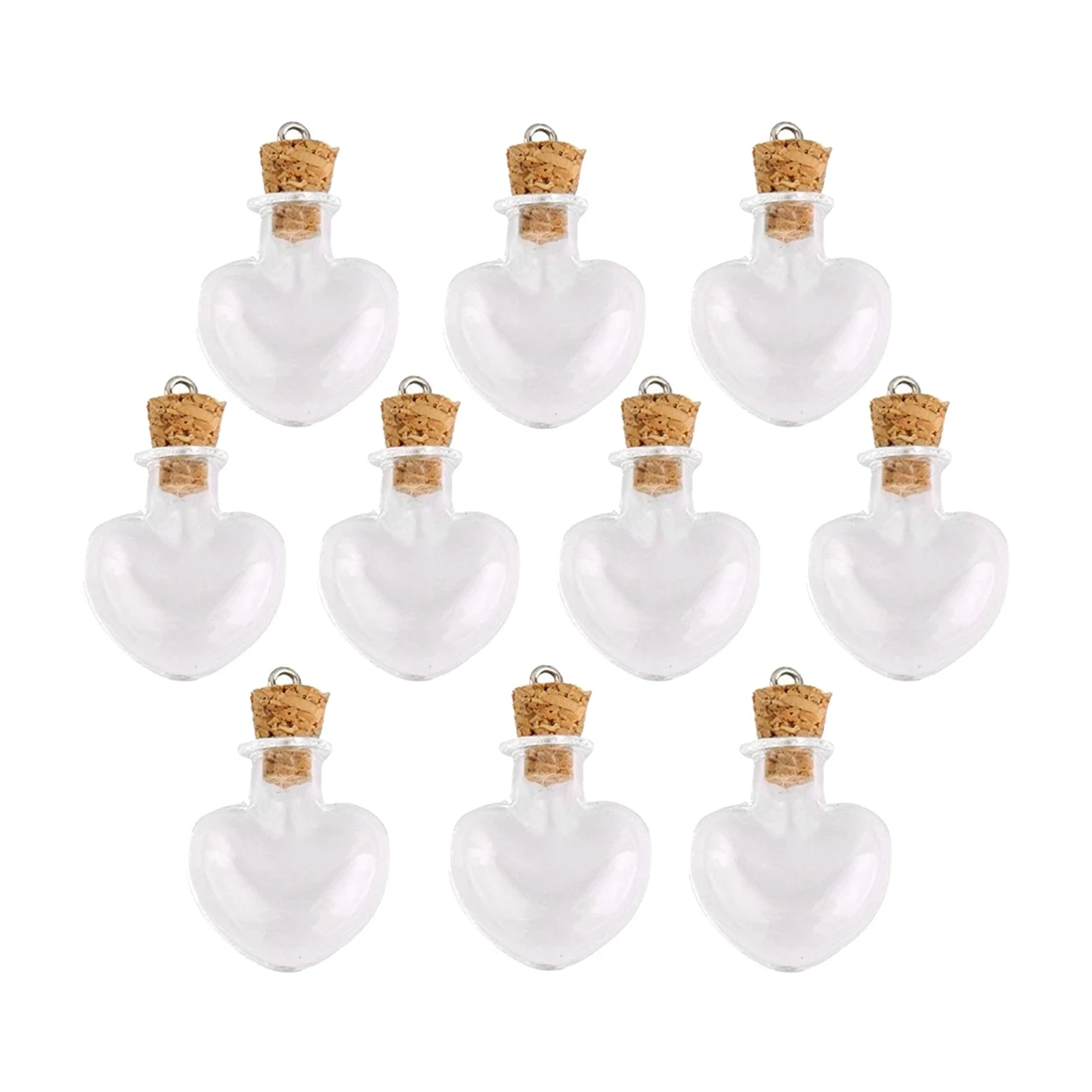 10pcs glass cork bottle glasses ampoules wool bottle pendants heart form