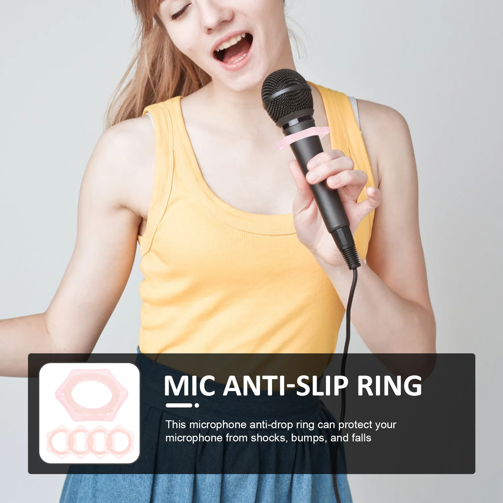 

5Pcs Night Glow Anti-Slip Ring Easy Clean Sturdy Microphone Anti-Drop Protective Accessories Microphone Anti-