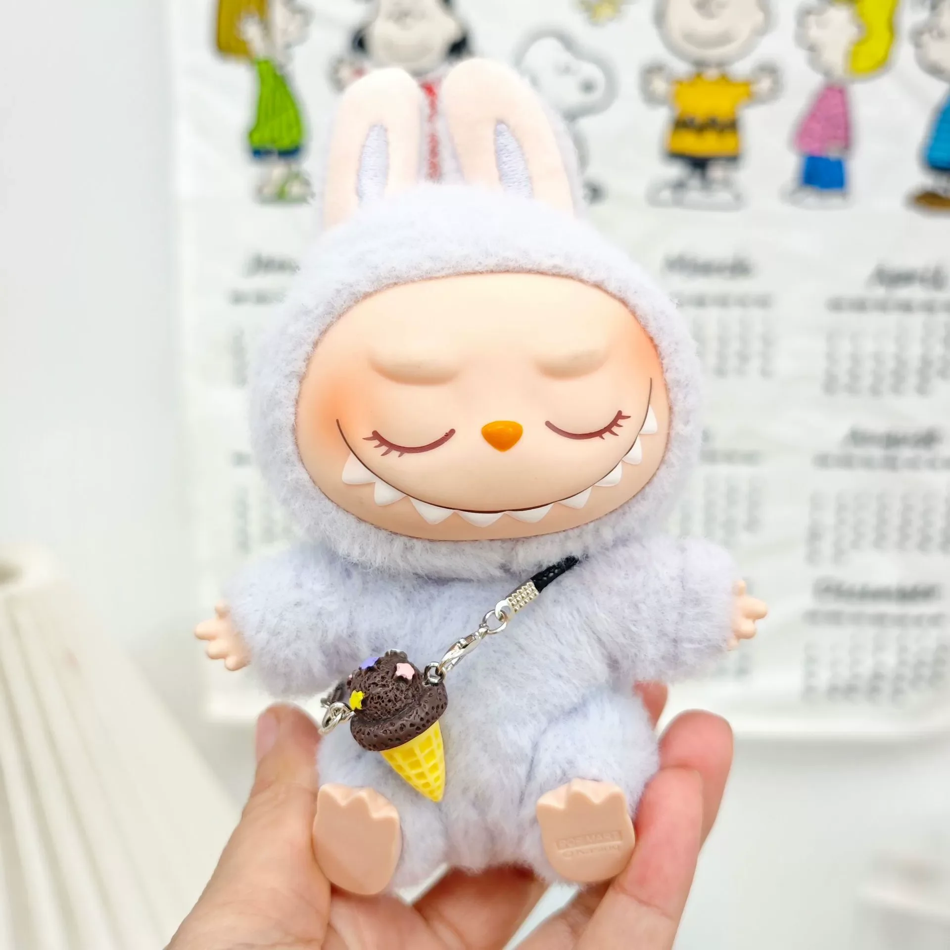 17cmのラビュブに適した、キュートな漫画風ドールハウスアクセサリー、ミニチュアデコレーション、ぬいぐるみ、ミニウサギモデルペンダントおもちゃ