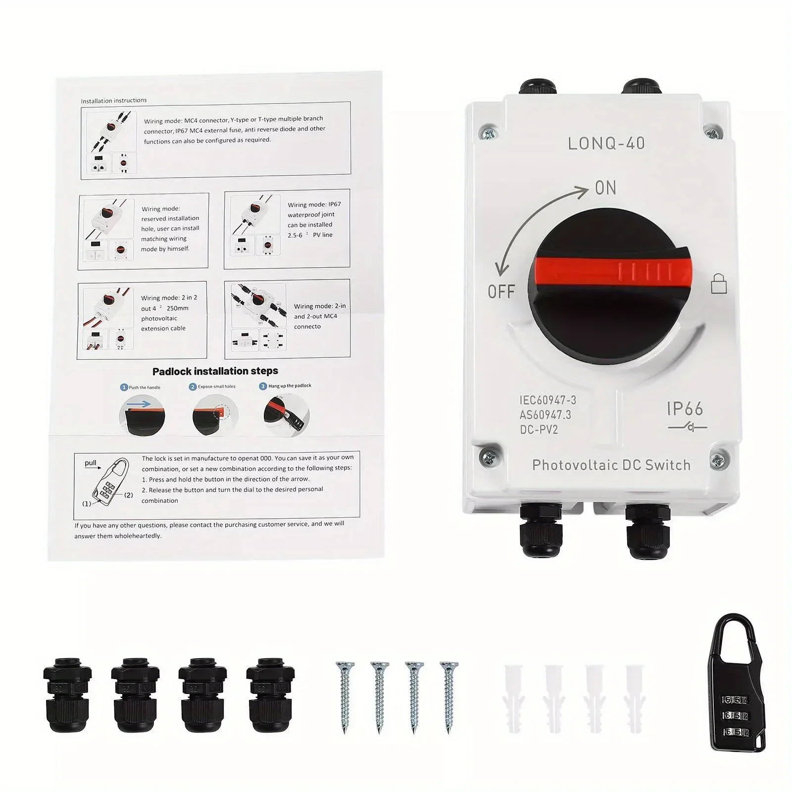 مفتاح فصل 32 أمبير - لعازل التيار المستمر، شديد التحمل