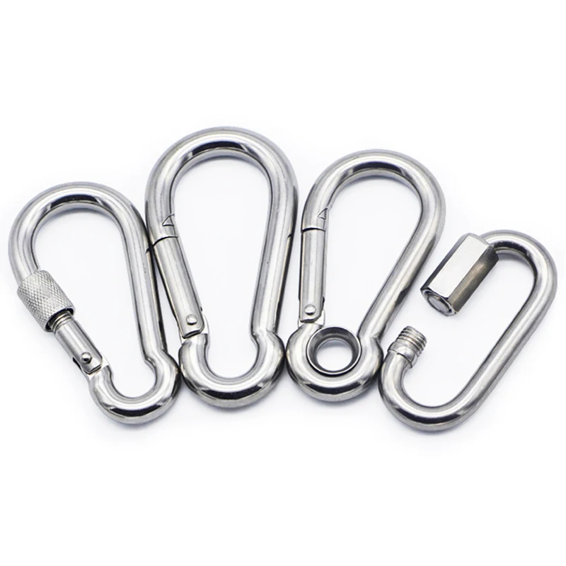 304 Stainless Steel Outdoor Carabiner Rope Chain Connection Safety Buckle Chain Gourd Buckle Spring Belt Ring Dog Chain Buckle