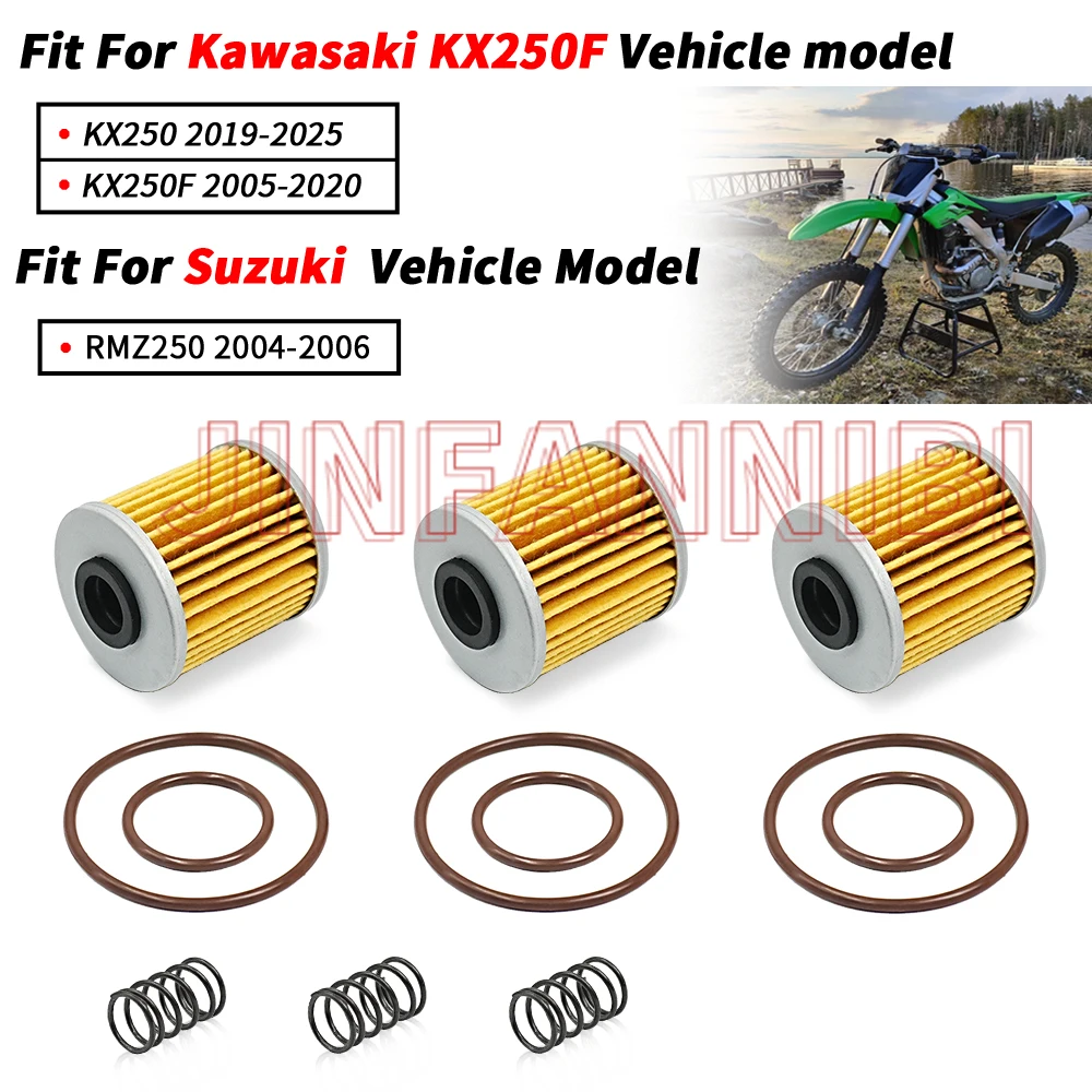 3PCS Oil Filter Change Kit For Kawasaki KX250F 2005-2015 2016 2017 2018 2019 2020 Suzuki RMZ250 2004 2005 2006