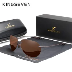 KINGSEVEN Rimless Pilot Sunglasses Men Ultralight TR90 Frameless Polarized Eye Protection Glasses Women Driving Vacation Eyewear