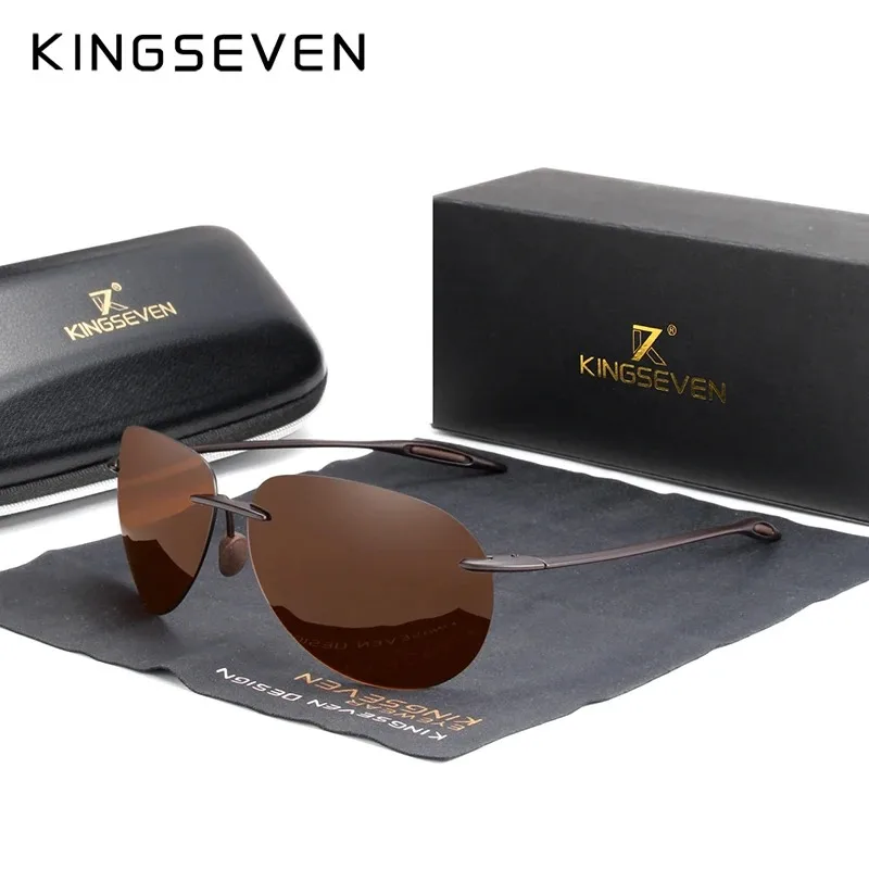 KINGSEVEN okulary przeciwsłoneczne typu Pilot bez oprawek mężczyźni Ultralight TR90 bezramowe spolaryzowane okulary ochronne damskie okulary do jazdy na wakacjach