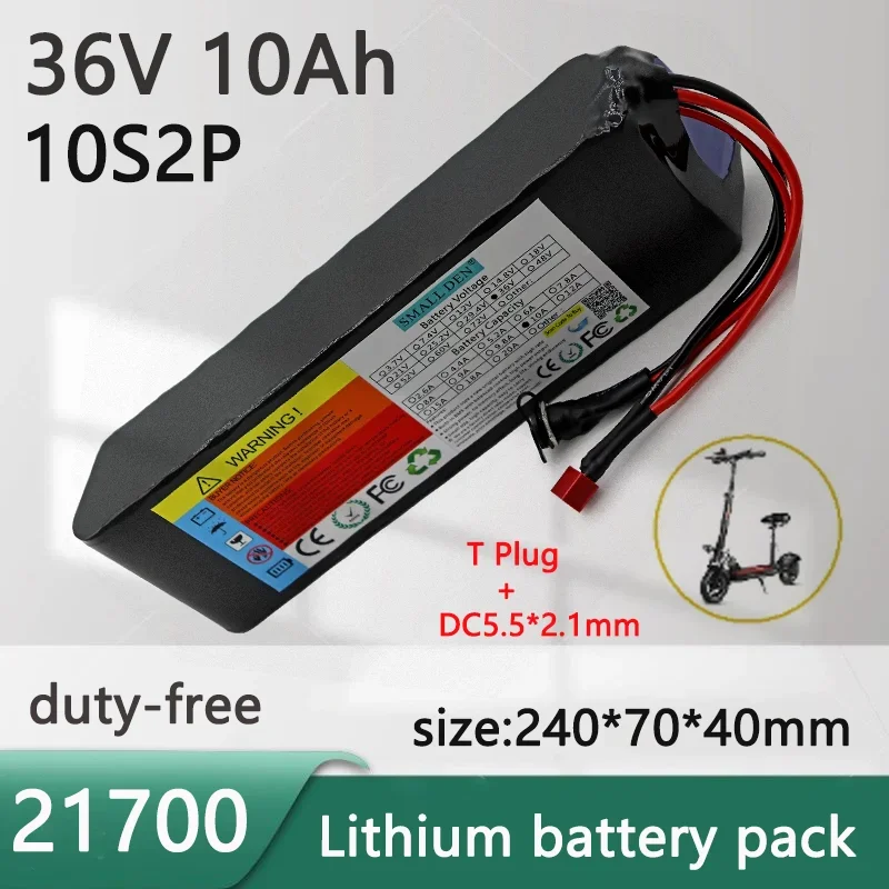 

36V 10A 21700 lithium battery pack 10S2P 10000mAh 0-500W built-in 15A BMS/tax-free