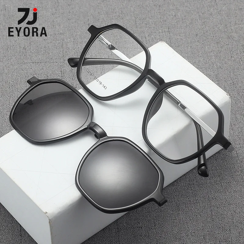 

EYORA Fashion Magnetic Clip on Glasses Anti Blue Ray Myopia Eyewear Photochromic Progressive Eyeglasses with Prescription Lens