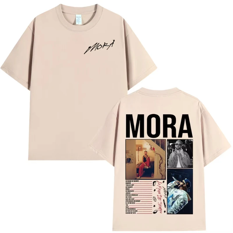 تي شيرت Mora Lo Mismo De Siempre 2025 ألبوم Merch تي شيرت للرجال والنساء ملابس قطنية صيفية مريحة بأكمام قصيرة تي شيرت كبير الحجم