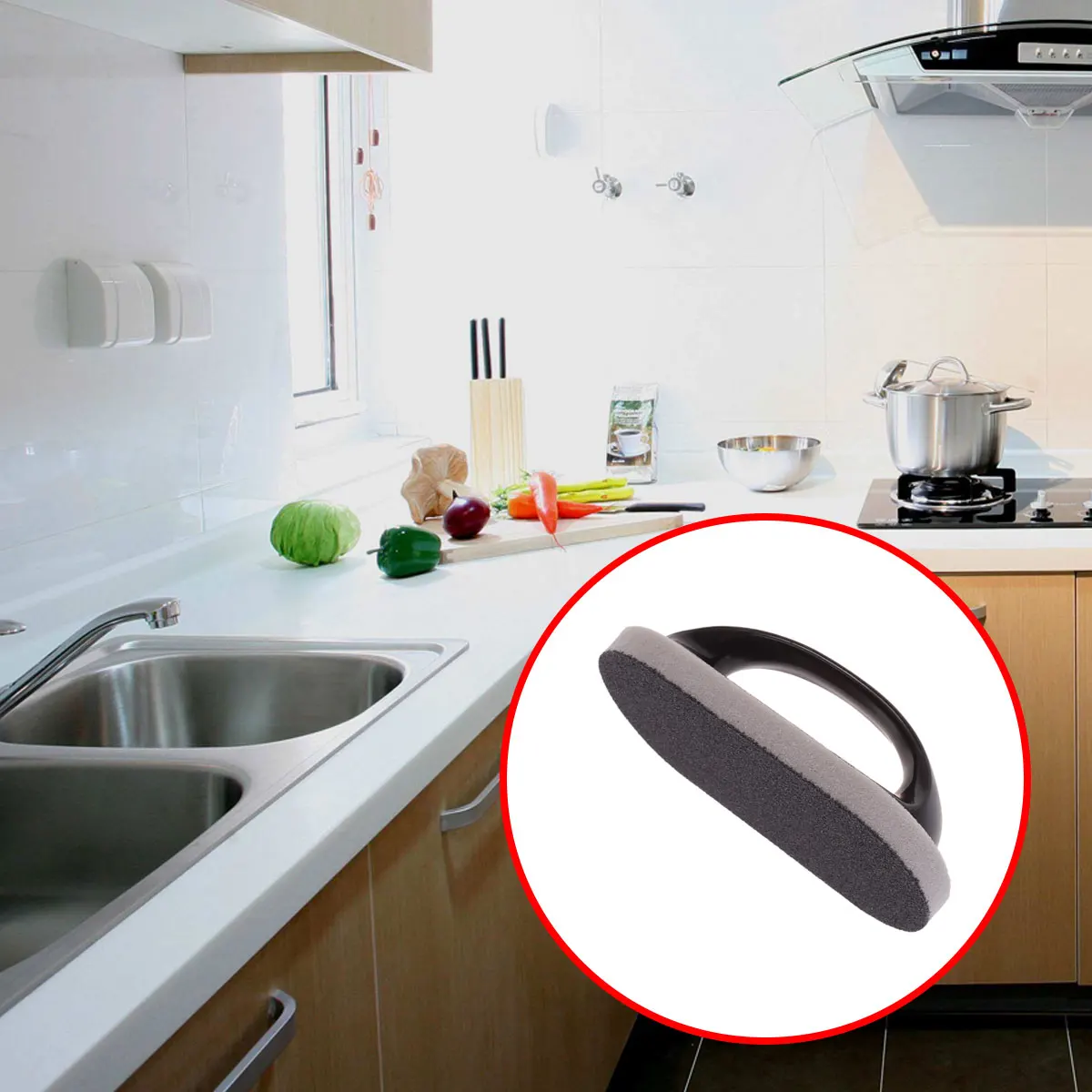 

2pcs Emery Sponge With Handle Decontamination Descaling Sponge Scouring Pad Cleaning Brush Washing Scrubber Random Color Durable