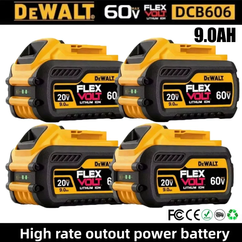 Kit de batería y cargador 100% DeWalt de 20 V, MAX 6.0Ah 9.0Ah XR DCB206 para batería reemplazable Dewalt de 20 V, mayor potencia, DCB209 DCB609