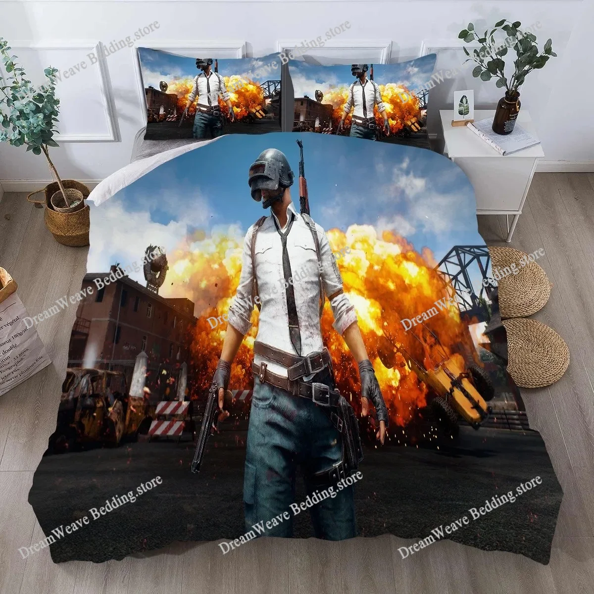 

PUBG Duvet Cover Pillowcase Bedding Set PlayerUnknown's Adult Boy Girl Bedroom Decoration Children Single Double Large Size