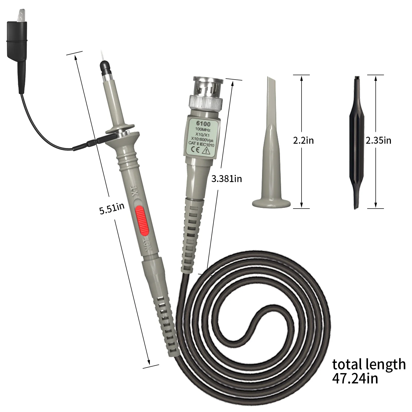 Sonde a Clip per oscilloscopio universale P6100 YPioneer 100MHz con Kit accessori 1X 10X