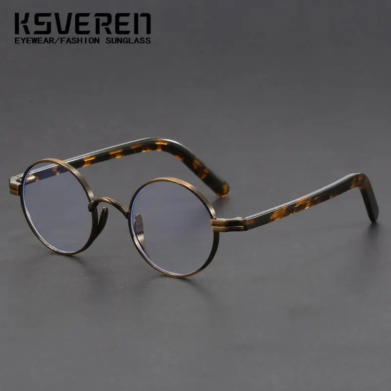 KSVEREN Retro Round Blue Light Blocking Reading Glasses Fashion Optical Eyeglasses Frame For Men Women Luxury Presbyopic Glasses