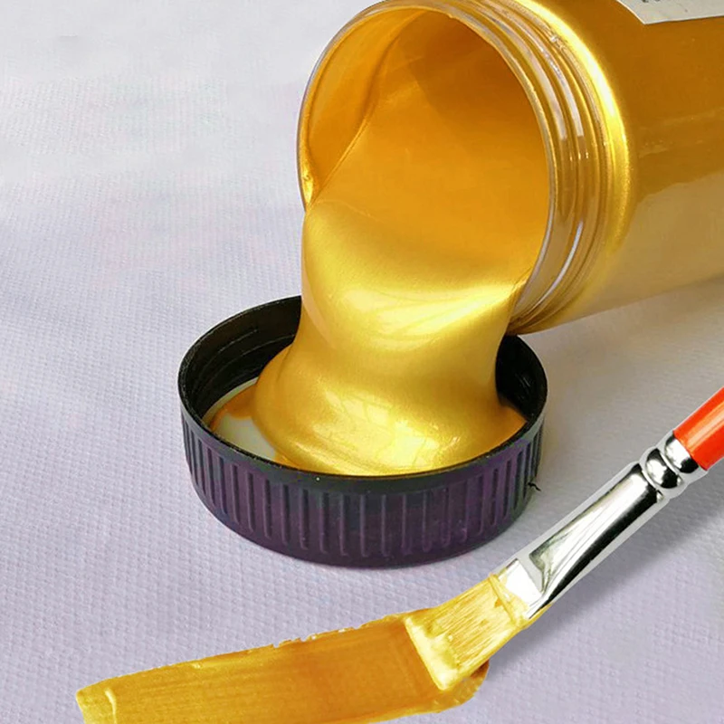 2026 NEW Premium Metallic Gold Acrylic Paint 100ml, Waterproof for Statues, Fabric & Graffiti, Vibrant & Fade-Resistant Pigment