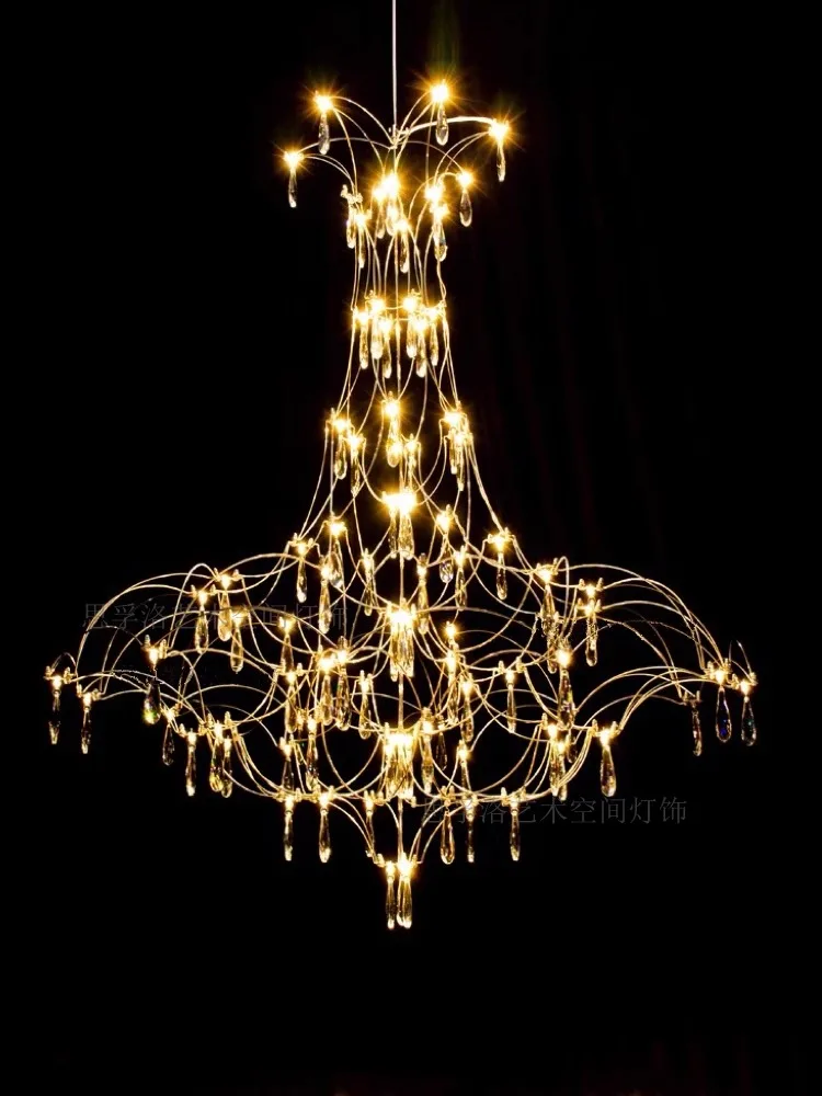 

2024 new luxury crystal chandelier living room luxury store commercial villa duplex staircase dandelion hall main light