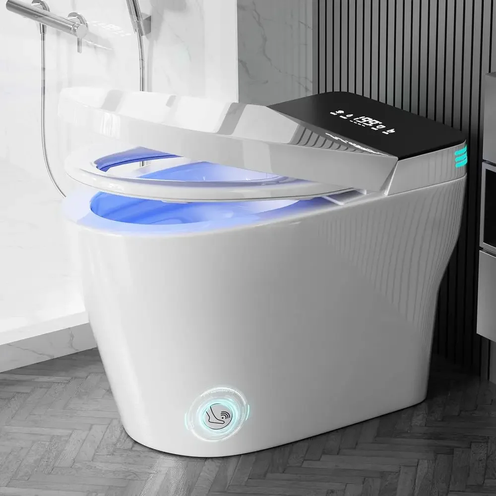 

Smart Toilet with Bidet Built In, Bidet Toilet with Auto Dual lush, oam Shield, ern Elongated TanklToilet with oot Sensor, Heate