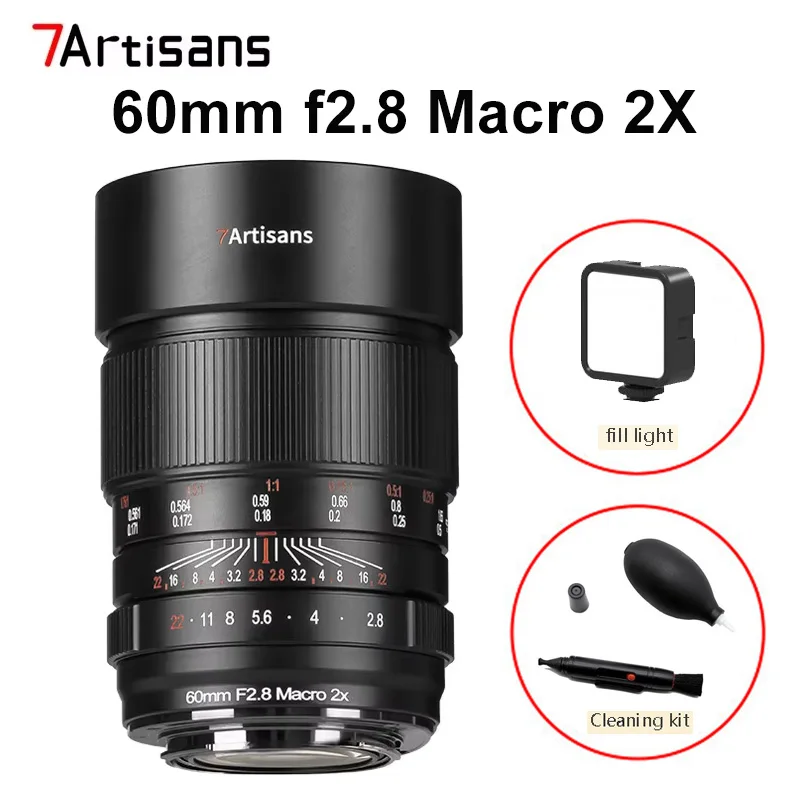 7atisans 60mm f2.8 2X Full Frame Macro Lens for Sony A7R5 M4 Nikon Z7 Z9 Canon R8 R6 Cameras Insect Flowers Portrait Shooting