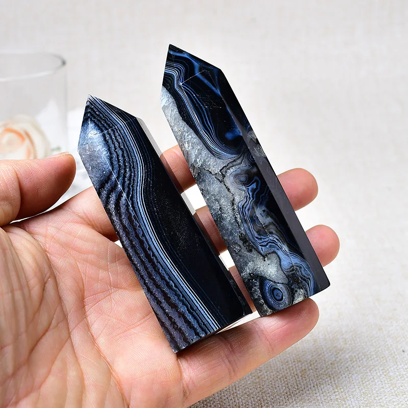 Natural black agate tower point, hand-polished, perfect home decoration crystal gift