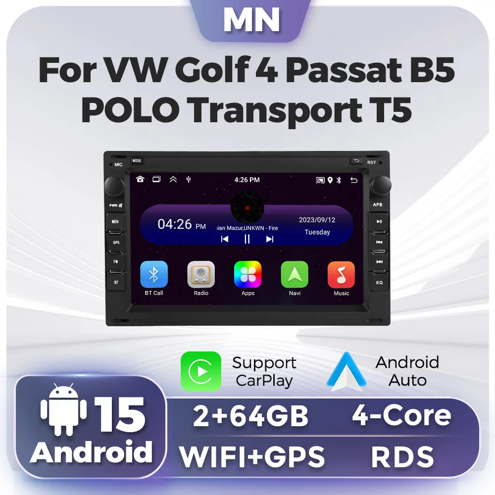 

Android 15 Car Radio Stereo Multimedia Player For Volkswagen Golf 4 Passat B5 POLO Transport T5 Wireless Carplay FM Autoradio BT