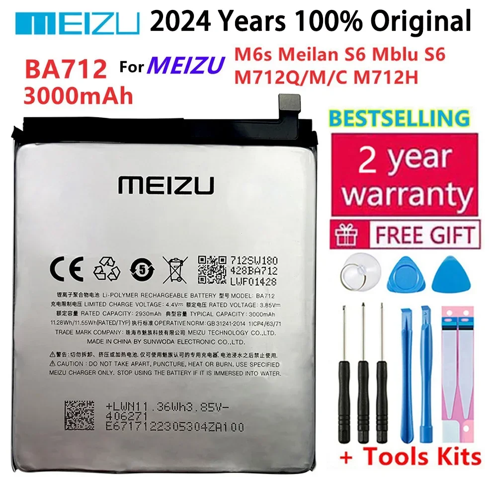 2024 Years Original Battery BA721 BA712 BA612 BA621 BT710 For MEIZU M6 Note M6s Meilan S6 M5S Note5 M5 Note Meizu M5c Battery