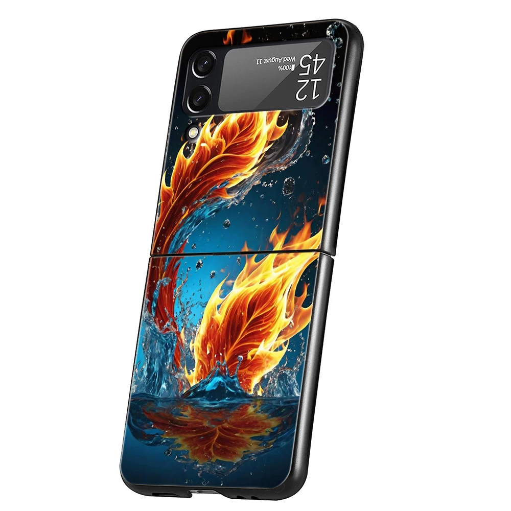 Gradient Color Water Hard PC Phone Case For Samsung Galaxy Z Flip 6 5 4 Black Cover For Galaxy Z Flip 3 Foldable Shockproof Capa – Detail 4