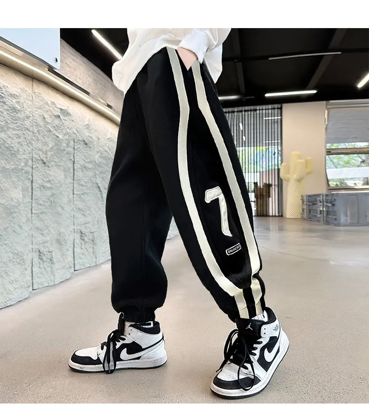 Kinderbekleidung Neue Hosen für Teenager-Jungen Modische Koreanische Sport-Hosen mit Elastischem Bund für Kinder Frühling Herbst Schulhosen 5-14 Jahre – Detail 10