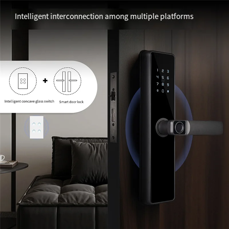 M18K-Tuya Matter Smart For Alexa Google Home Wifi Light Switch Concave Glass Homekit Smartthings Neutral Wire US Standard