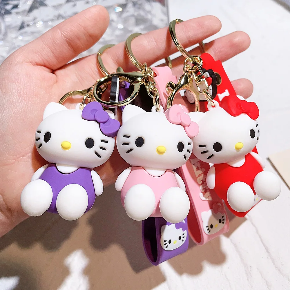 MINISO Anime Hello Kitty portachiavi Cartoon Doll Sanrio Kawaii Kt Cat Pvc Child Bag portachiavi per auto regalo per bambini portachiavi fidanzata