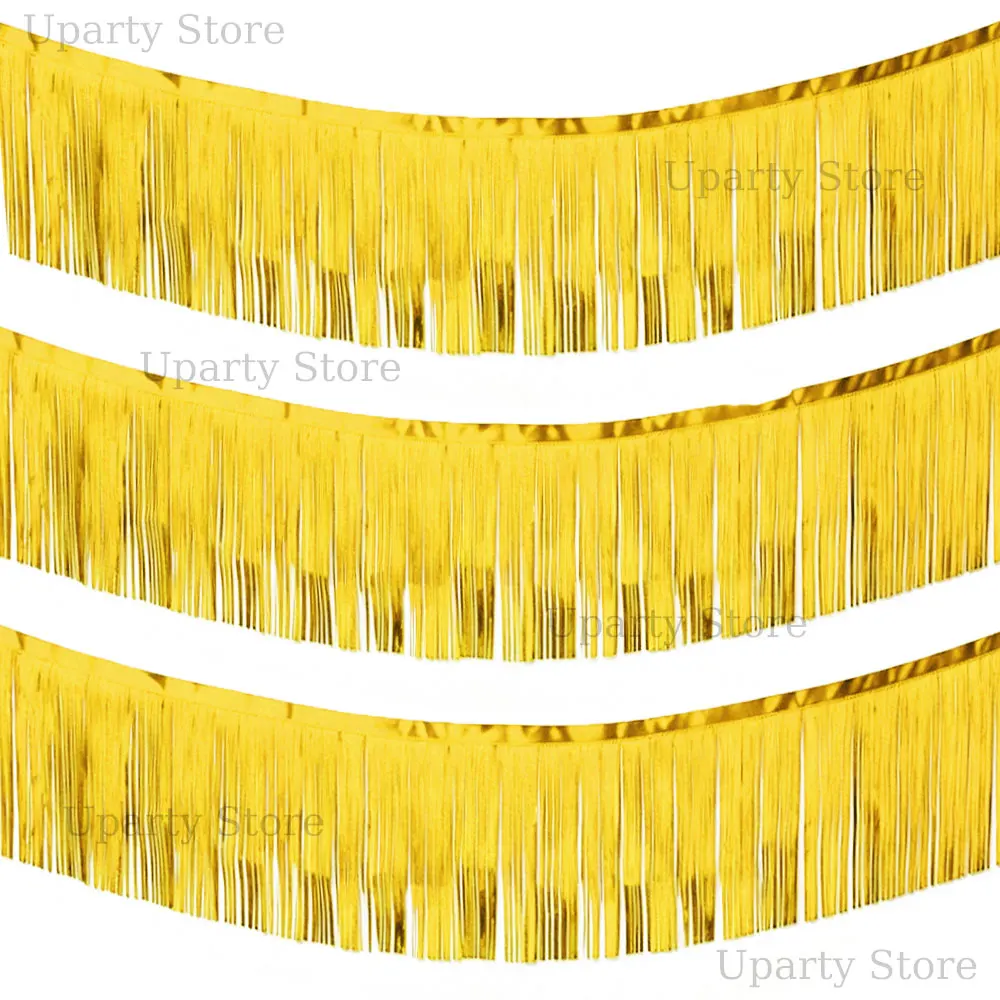 3er-Set Folien-Hängefransen-Girlande, 3M Metallische Quastenvorhänge, Banner für Geburtstag, Hochzeit, Festwagen, Party-Hintergrunddekoration – Detail 8