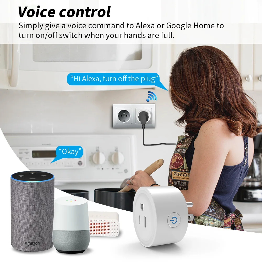 Tuya Smart Plug WiFi &BT Socket 16A with Power Monitor Voice Control Timing Smart Life Control Works with Alexa Google Home