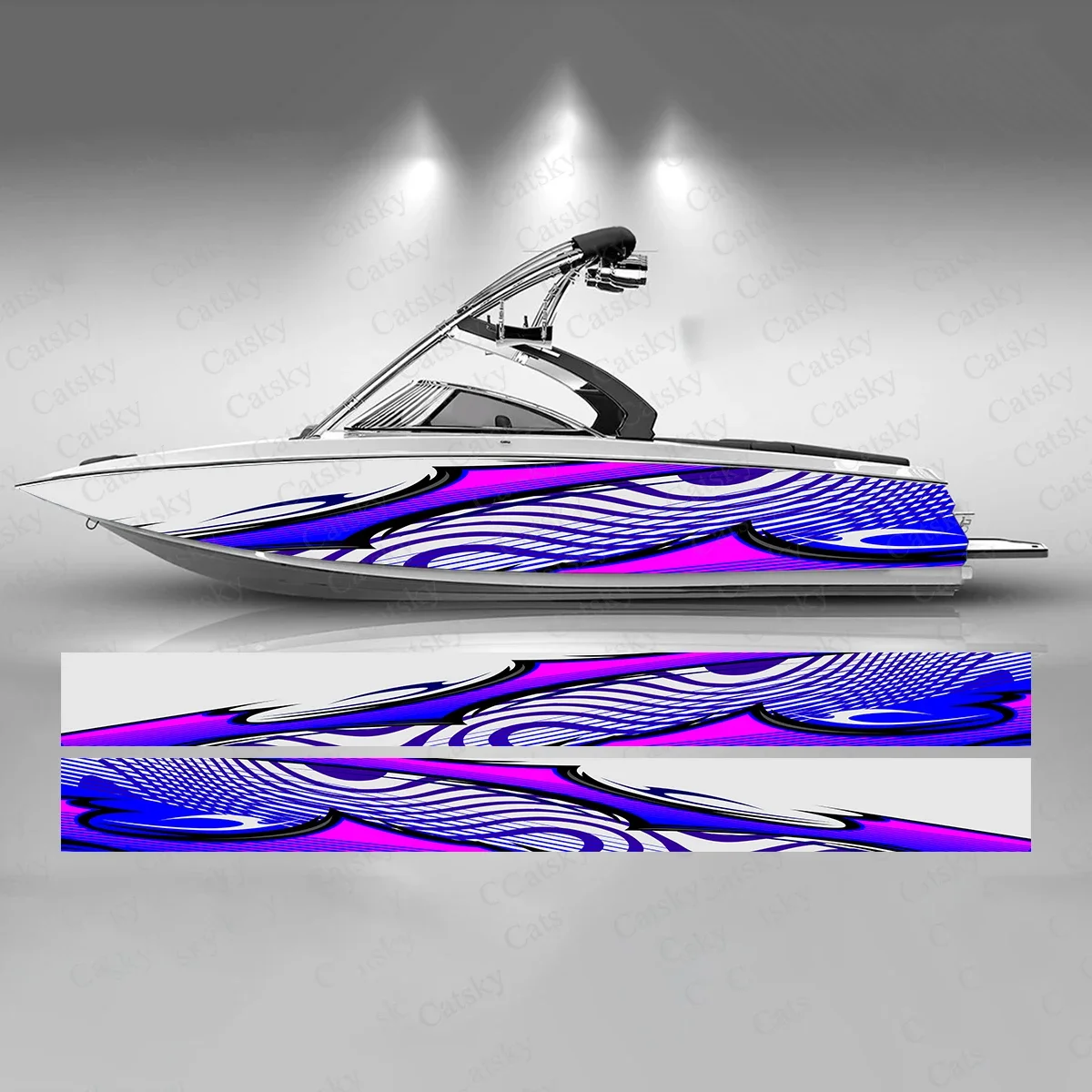 

Neon Purple Colorful Boat Sticker Fashion Custom Fish Boat-Sticker Vinyl Waterproof Boat Wrap Graphic Boat Wrap Decal