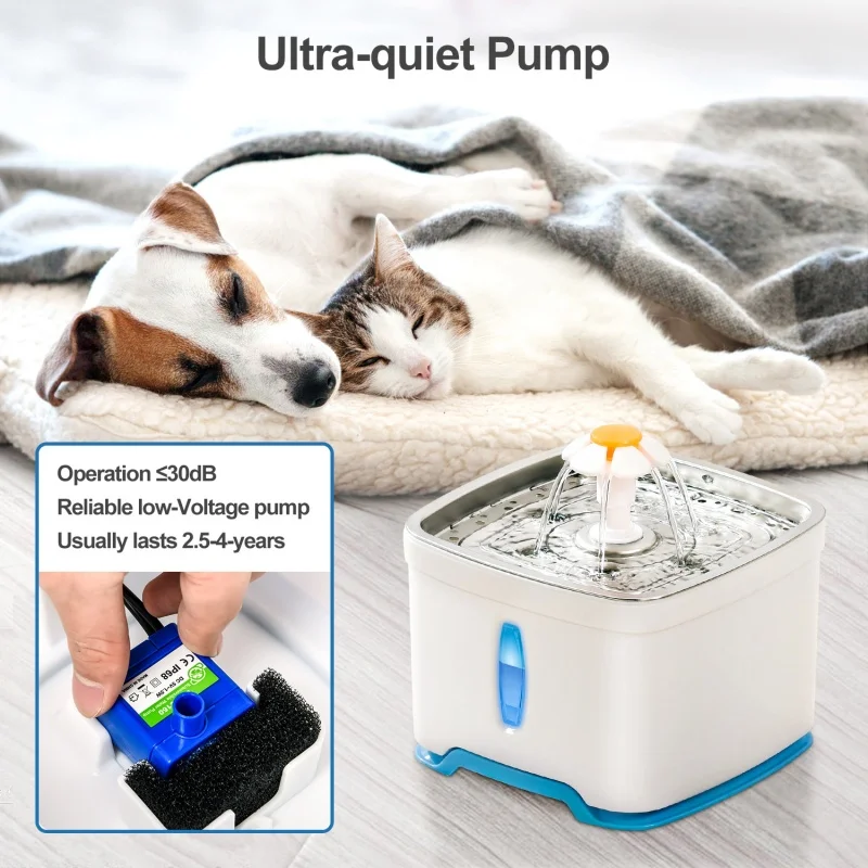 Pet Water Dispenser Cat and Dog Water Feeder LED Lights Automatic Circulation Cat Fountain Small Flower Water Dispenser