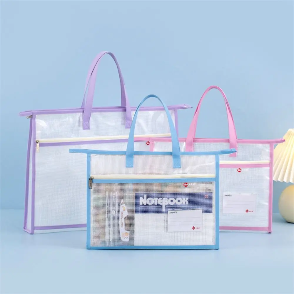 

Clear A3/A4 File Storage Bag Multi-layer Waterproof Data Document Bag with Handle Thickened Zipper Pouch Bag File Holder