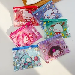 Sanrio Kuromi PVC torba do przechowywania Cinnamoroll Kawaii Anime Cartoon kartka biżuteria kosmetyczka portmonetka zabawki prezenty dla dziewczynek