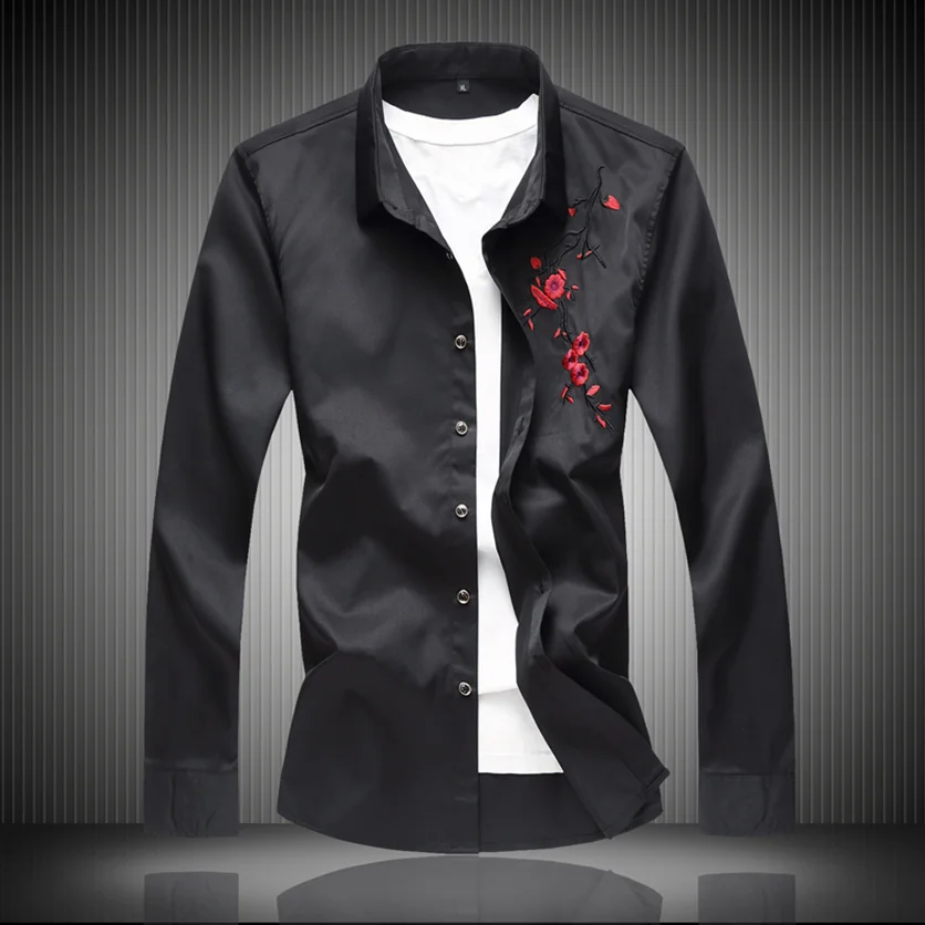 

Embroidered Long Sleeve Men's Shirt Spring Autumn Casual Loose Fashionable Youth Leisure Base Layer Thin Korean Style