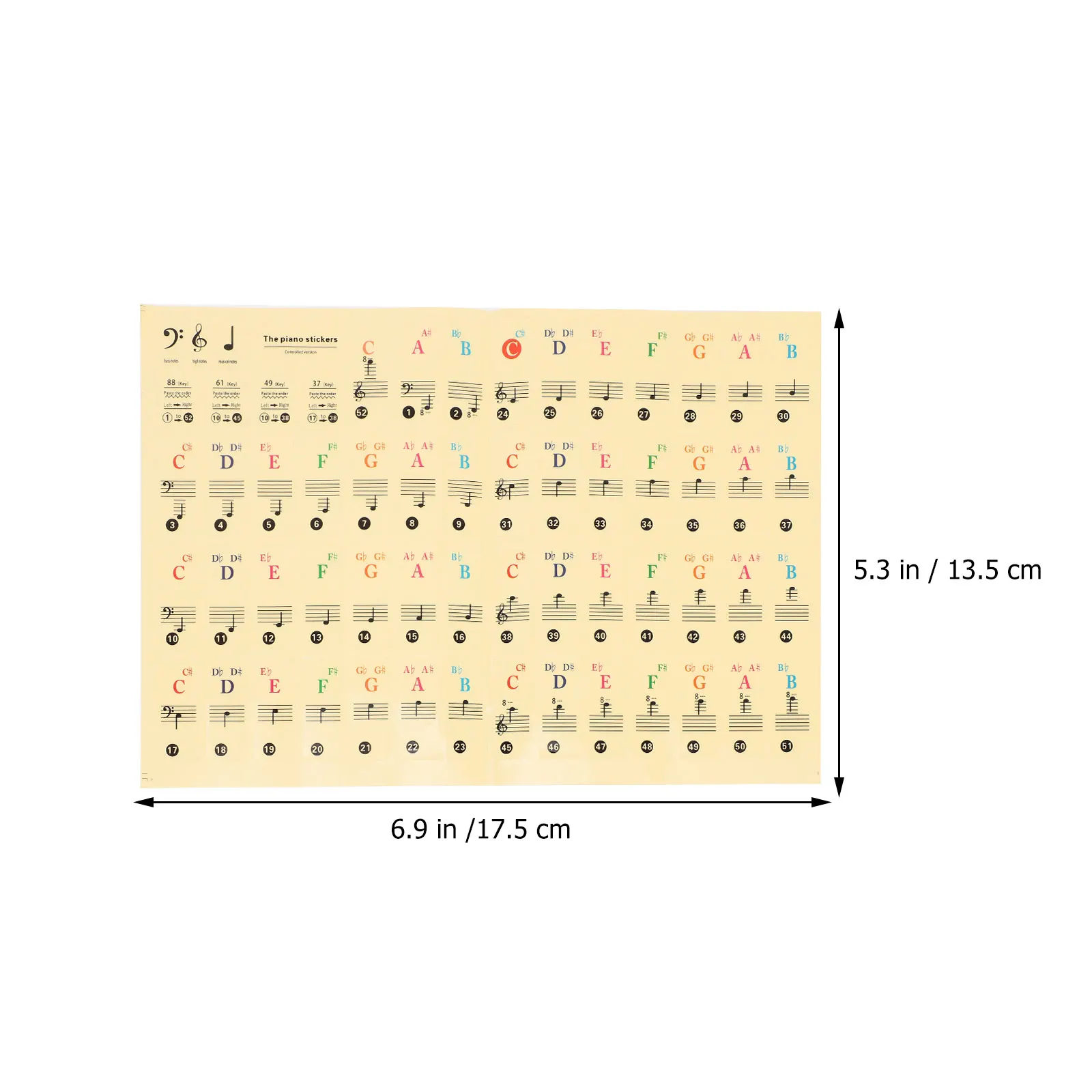 

Creative 49/61/88 Keys Keyboard Stickers Clear Staff Notation Labels Durable High-End Material Piano Introductory Sticker