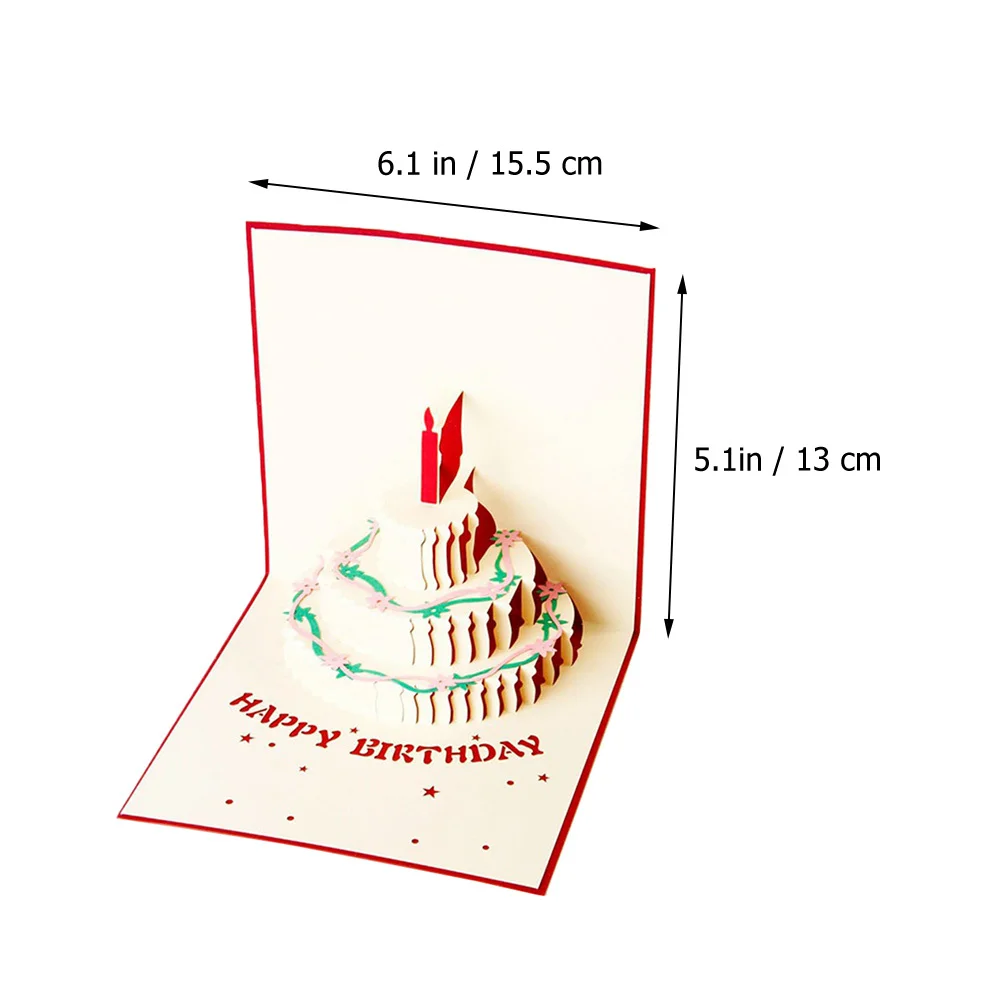 Music Birthday Cake Blessing Card Light Up 3D Birthday Greeting Card Party Decoration 3D Greeting Cards Paper Blessing Cards