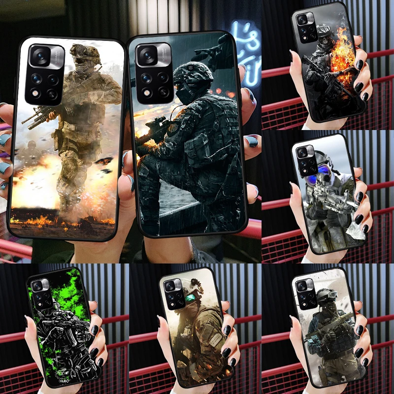 Army Soldier Special Forces Case For Xiaomi Redmi Note 12 11 10 9 8 Pro Cover For Redmi Note 10S 11S 10A 10C 9A 9C 12C 9T