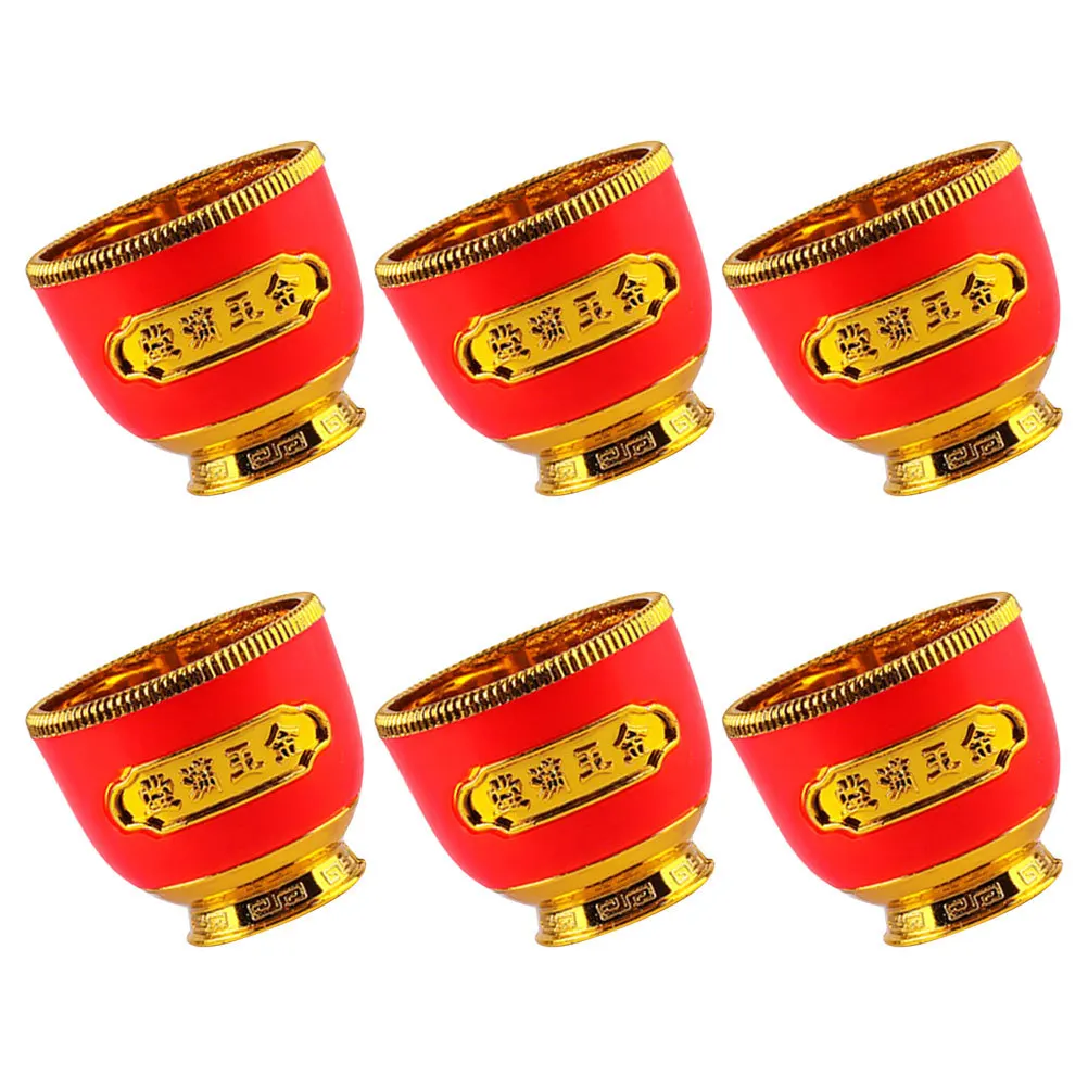 6 قطعة حواف مستديرة ناعمة مطلية بالذهب لتزيين المعبد المنزلي وعاء تقديم بوذي حاوية مياه طقوس توريد المطبخ #4