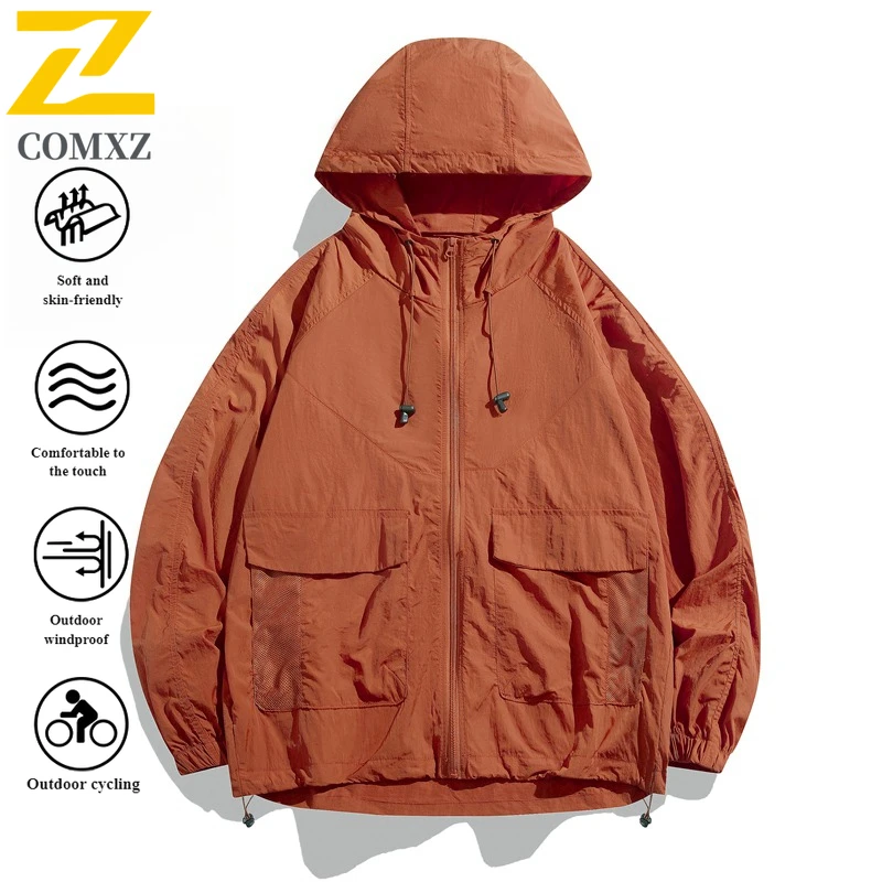 مجموعة EIAO Premium للحماية من الأشعة فوق البنفسجية سترة للزوجين بعامل حماية من الأشعة فوق البنفسجية 50 + معطف جلد رفيع للغاية بغطاء للرأس مع ملابس واقية من الشمس للمغامرات الخارجية #5