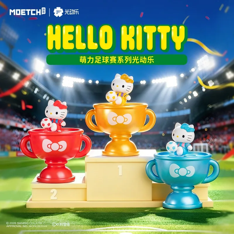 Moetch Hello Kitty Football Series Blind Box Toys Light-Up Solar Energy Anime Figure Doll Model Gifts Toys Collect Ornaments